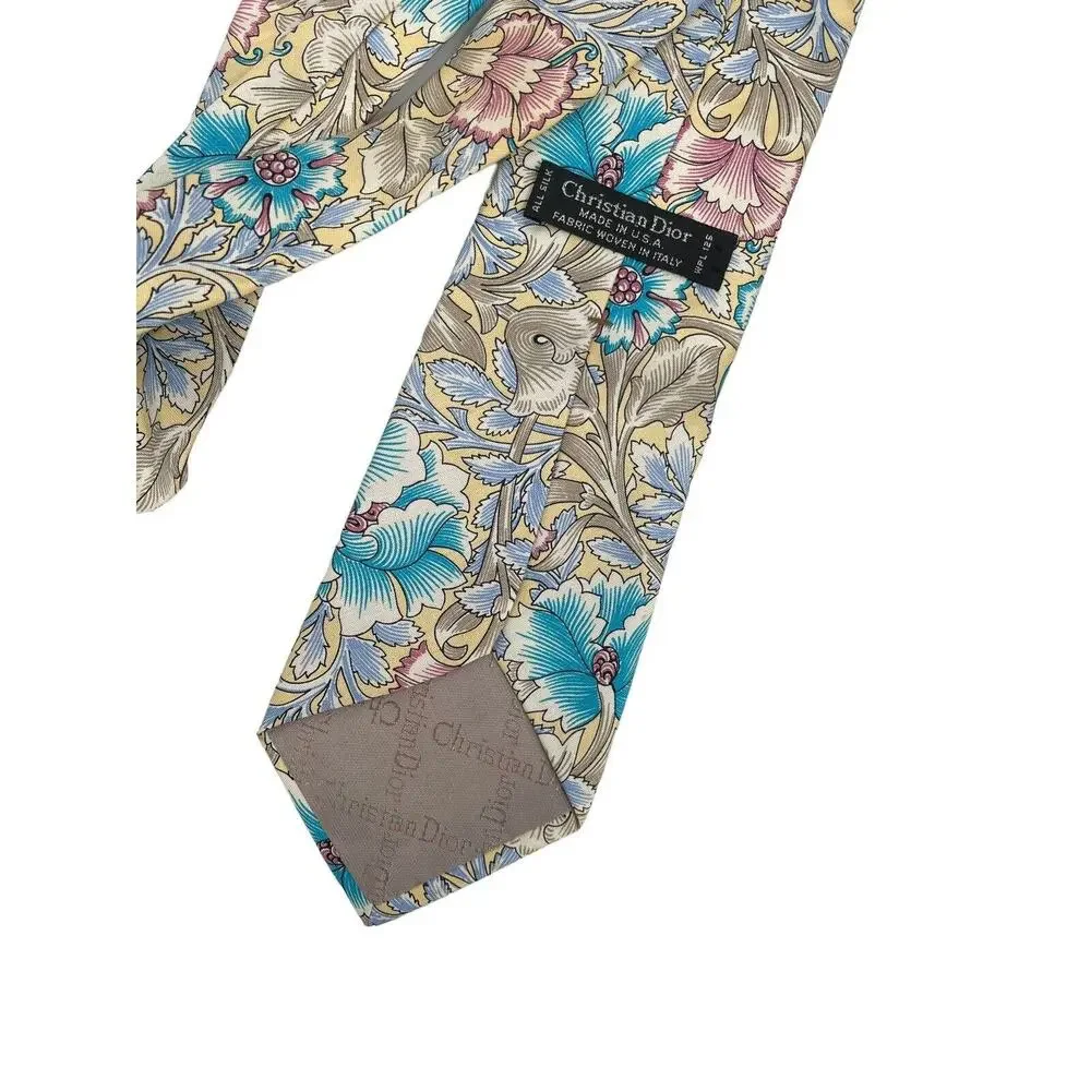 Vintage Christian Dior Necktie Silk Neck Tie Floral
